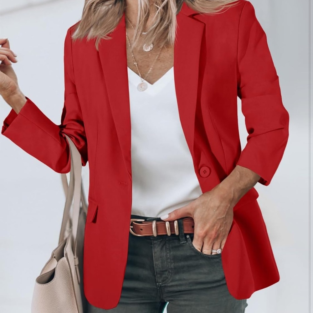 Women's Red Blazer - Large - Picture 8 of 10